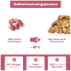 Glas mit Hundeleckerlis, beschriftet mit "100% Huhn," 68% Protein, mit einem Hühnersymbol und deutschem Text zu Zutaten und Fütterungstipps.