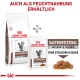 Die Verpackung von Royal Canin Gastrointestinal Tierfutter mit Trockenfutterbeutel und Nassfutterbeutel, hebt "Moderate Kalorien" und "Feine Stückchen in Soße" hervor.