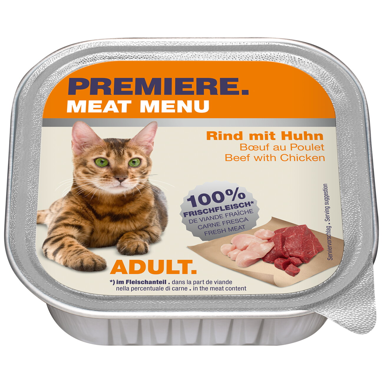PREMIERE Meat Menu Nassfutter Katze Adult Rind und Huhn 16x100 g
