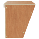 Holzbehälter zur Aufbewahrung von Haustierfutter mit schrägem Design, ausgestattet mit Messing-Schrauben und einer glatten, natürlichen Holzoberfläche.