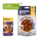 Zwei Haustiersnack-Pakete: links "Fleisch Drops" (gelb, Hundebild), rechts "Fleisch Snack" (blau, Hundebild), beide mit 87% Fleischanteil.
