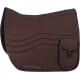 Braune gesteppte Satteldecke mit einem strukturierten Design und einer kleinen Tasche, ideal für den Reitsport.