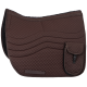Braune gesteppte Satteldecke mit einem strukturierten Design und einer kleinen Tasche, ideal für den Reitsport.