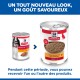 Boîtes Hill's Science Plan pour chiens (ancien et nouveau), étiquettes « Adult 1-6 », « with chicken », « Loaf Paté » ; titre en français