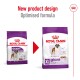 Image of two Royal Canin dog food bags: left "Giant Adult," right "Size XL Giant Adult," with "New product design" and "Optimised formula."