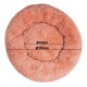 Runder Haustierbett in sanftem Pink, mit einem Durchmesser von 100 cm und einem inneren Kreis von 65 cm, mit flauschiger Textur und gemütlichem Design.