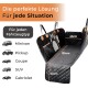 Haustierautositzbezug in Schwarz, 135 cm x 58 cm, geeignet für verschiedene Fahrzeugtypen wie Minivans und SUVs, mit verstellbaren Riemen.