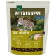 A bag of Real Nature Wilderness cat food "True Country" with a Bengal cat, 75% chicken & fish, 25% fruits & veggies, no added grains.