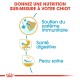Image promouvant une nutrition sur mesure pour les chiots, avec des icônes et du texte mettant en avant le soutien immunitaire, la santé digestive et une peau saine.