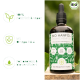 Eine Flasche "BIO HANFÖL" organisches Hanföl auf einem Holzuntersetzer im Gras, mit Symbolen für Fell-, Gelenk- und Immunsystemvorteile.