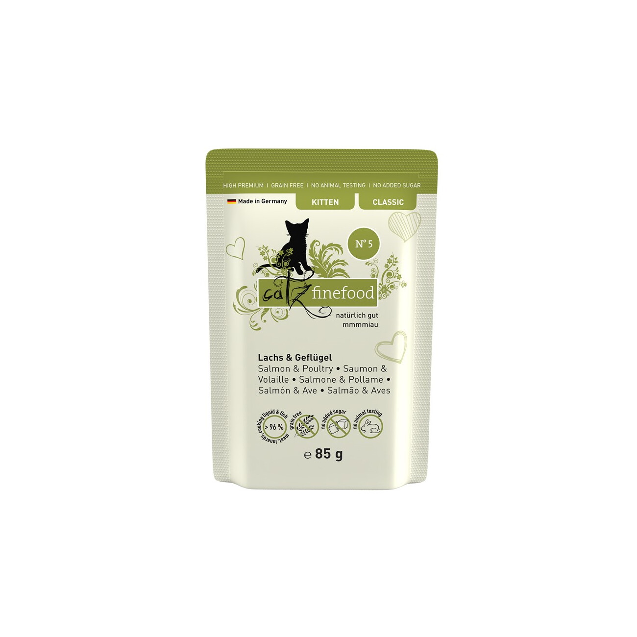 Catz finefood Nassfutter Katze Classic Kitten No. 05 Lachs und Geflügel 64x85 g