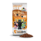 "Lucky Lou Adult" Katzenfutterbeutel mit einer Cartoon-Schwarzen Katze, bunten Zutaten und deutschem Text über Geflügel und frische Ente.