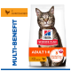 Opakowanie karmy Hill's Science Plan dla kotów z pręgowanym kotem — ADULT 1–6, with CHICKEN, 3 ESSENTIAL BENEFITS, MULTI-BENEFIT.