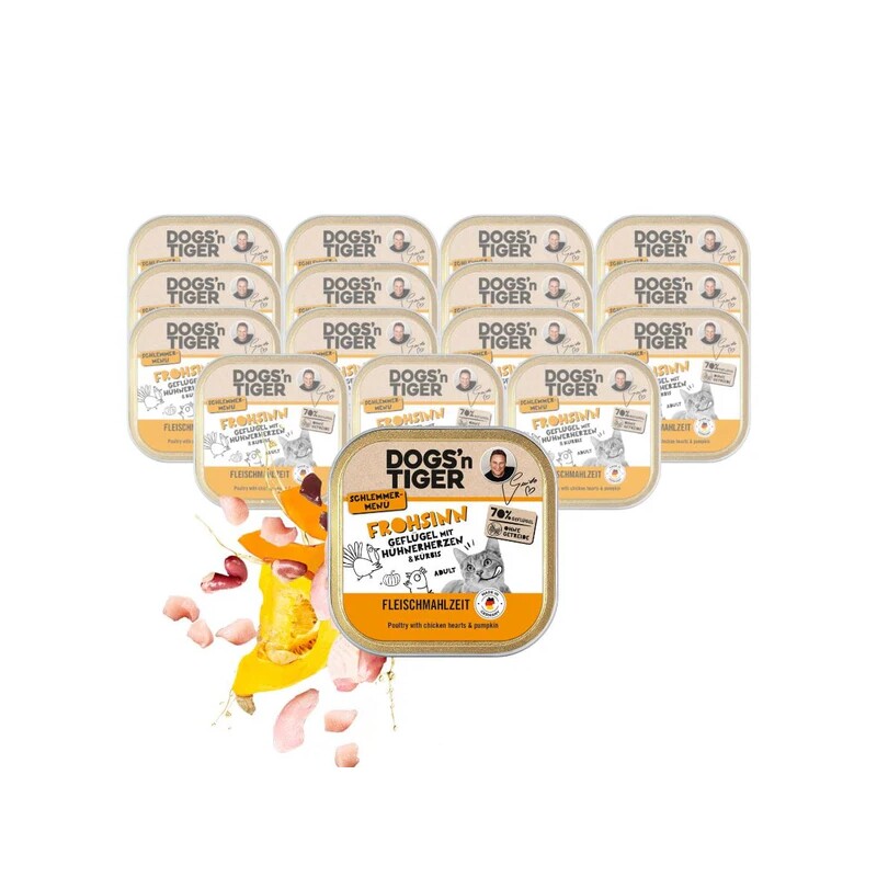 Dogs'n Tiger Dogs´n Tiger Adult Nassfutter Katze, Frohsinn, Geflügel & Kürbis 16x100 g