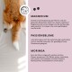 Bild von einem Hund mit einem flauschigen Schwanz, begleitet von einem Text, der die Vorteile von Magnesium, Passionsblume und Moringa zur Stresslinderung bei Haustieren beschreibt.