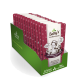 Präsentationsbox mit Katzenfutterbeuteln von Betty's Landhausküche, maroones Design, beschriftet mit "Extra viel Fleisch" und "Mit Truthahn & Bonito."