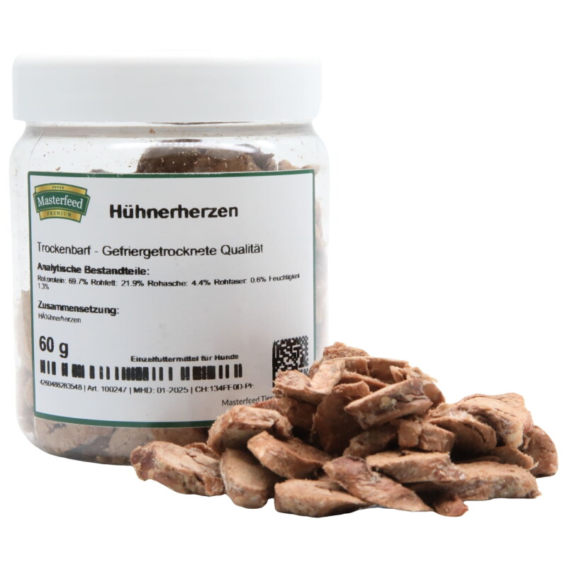 Masterfeed Trockenbarf Hühnerherzen 1 kg