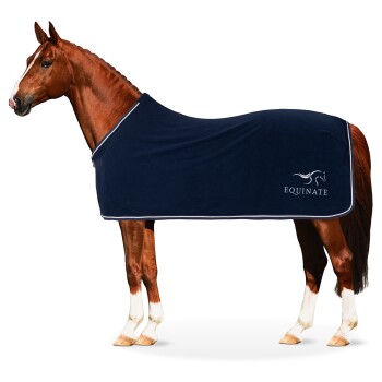 Abschwitzdecke Springdale aus Polar Fleece mit Widerristpolster und Zierkordeln navy 1,45 m