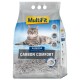 Een zak MultiFit Carbon Comfort kattenbakvulling met een grijze kat op de voorkant, gelabeld 'KLUMPEND' en 'CARBON COMFORT', met een capaciteit van 12L.