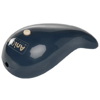 laser pointer fish A blue, whale-shaped pet toy with a button on top, featuring the brand name "Anito" in gold lettering.