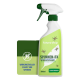 Eine Sprühflasche mit der Aufschrift "SPINNEN-EX" zur Spinnenbekämpfung, mit einem grünen Design, 500 ml Kapazität und einer Bewertung von 1,1 "SEHR GUT."