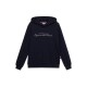 Navy-blauer Hoodie mit 'TOMMY HILFIGER Equestrian' in weißer Schrift auf der Vorderseite.
