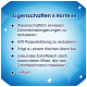 Blauer Hintergrund mit weißem Text, der Vorteile der Zahnpflege für Haustiere auf Deutsch auflistet, betitelt "Eigenschaften & Vorteile."
