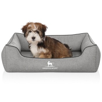 Orthopädisches Hundebett Amelie aus Velours mit Handwebcharakter grau M-L