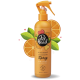 Orangefarbene Haustier-Deodorant-Sprühflasche mit Aloe Vera, beschriftet mit "Pet Head", mit dem Text "Ditch the Dirt" und "Natürliche Öle & Extrakte."