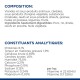 Emballage de nourriture pour animaux affichant la composition et les constituants analytiques, y compris le contenu en protéines, en matières grasses et en minéraux, en français.