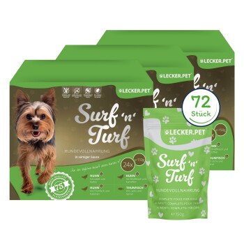 Lecker.Pet Surf'n'Turf Pouches Hundefutter Nassfutter 4er Mix Multipack