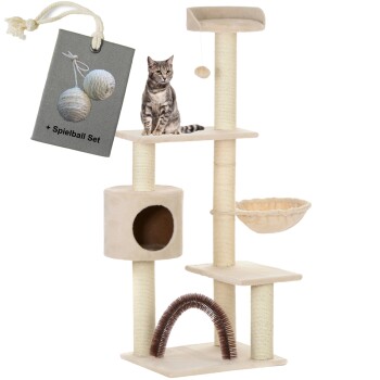 Kratzbaum für Katzen mit Gratis-Beigabe, Katzenkratzbaum "Utah" beige