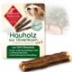Natürliche Olivenholz-Kaustäbchen für Hunde, beschriftet mit "Kauholz aus Olivenbaum", Größe S, fördert die Zahnpflege und besteht aus 100% Olivenholz.
