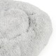 Flauschiges graues Haustierbett mit runder Form und weicher Textur, ideal für kleine Hunde oder Katzen.