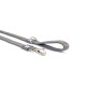 Graue Stoff-Hundeleine mit Metallverschluss und D-Ring, mit gepolstertem Griffschlaufe.