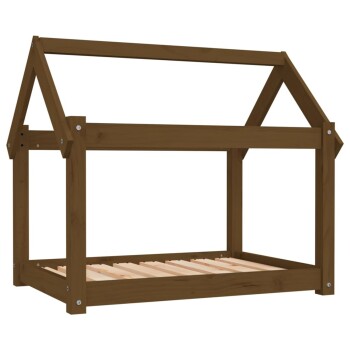Hundebett L (81x60x70 cm) aus Kiefernholz dunkelbraun