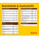 Nährwertinformationen für Haustierfutter von Josera, die Proteine, Fette, Ballaststoffe, Vitamine und Mineralien pro kg detailliert.