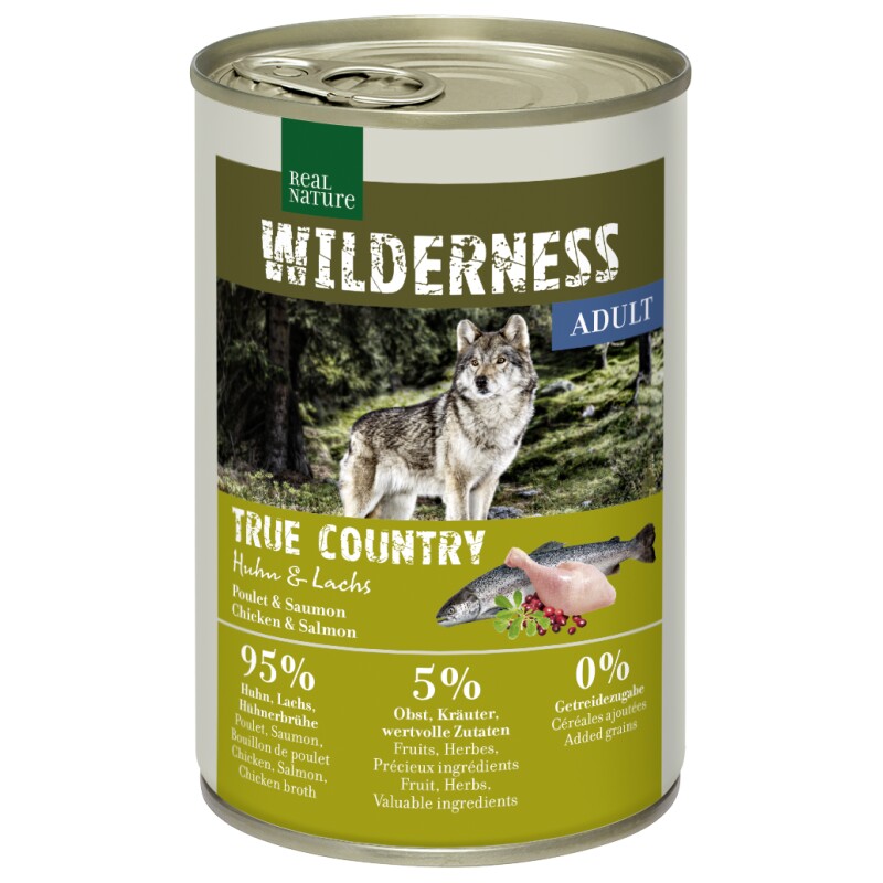 REAL NATURE WILDERNESS Nourriture humide Chien Adulte True Country Huhn & Lachs 12x400 g