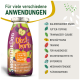 Bild von SmoothieDog Snacks: drei bunte "Obstkorb" Flaschen mit Vorteilen im Vergleich zu einer grauen Tüte traditioneller Snacks mit Nachteilen.