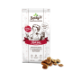 Betty's Landhausküche 'Rind pur' Katzenfutterbeutel (300 g), als Monoprotein gekennzeichnet, mit kleinem Haufen Kroketten.