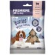 Premiere I Love My Dog Bonies Winter Edition dog treats with lamb, 200g package featuring a snowy landscape and a dog.