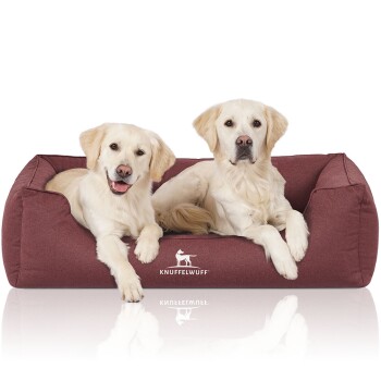 Orthopädisches Wasserabweisendes Hundebett Leon aus Velours mit Handwebcharakter rot XXXL