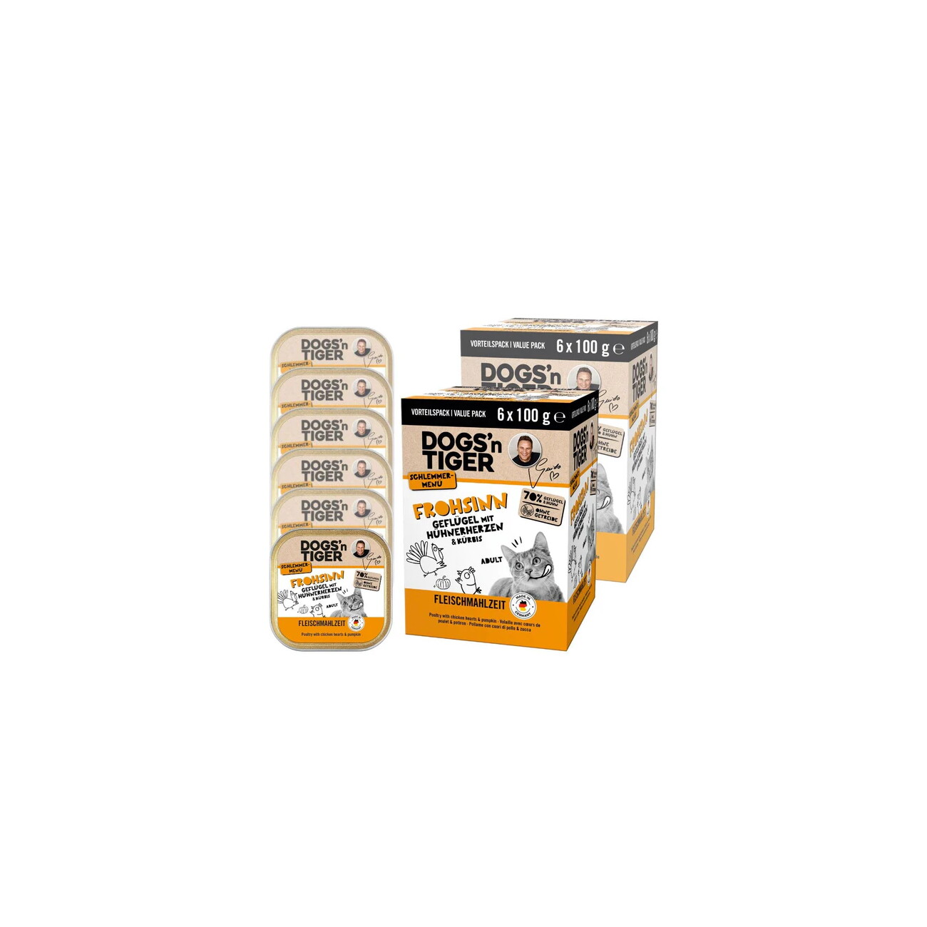 Dogs'n Tiger Dogs´n Tiger Adult Nassfutter Katze, Frohsinn, Geflügel & Kürbis 2x100 g