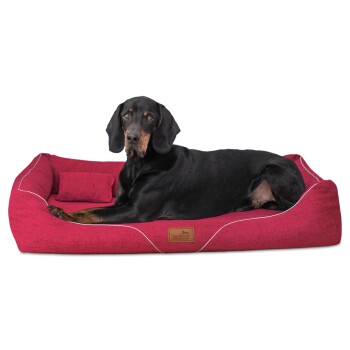 ® WILLIAM Couture - Orthopädisches Hundebett | Bequemes Hundesofa dunkelrot 1,3 m, 22 cm, 1 m