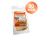Miracle Dog Snacks Rinderohren Rinder-Hundesnacks, 2 Stück, natürlich, mit Hundeabbildung und "20 Stück"-Etikett.