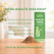 Grüne KatKare-Dose „Shiny Cat Topping“ mit Pulver, deutsche Überschrift ‚Ist das etwas für deine Katze?‘