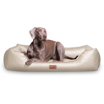 ® LOUIS - Orthopädisches Hundebett aus gestepptem Kunstleder creme 1,2 m, 25 cm, 85 cm