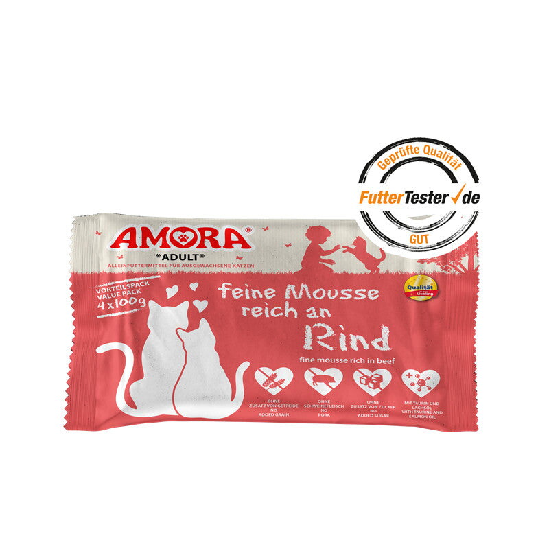 Amora Cat feine Mousse 10x4x100g Rind