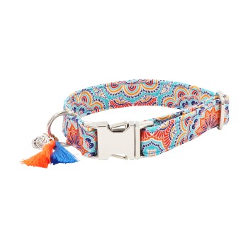 Halsband Hund Hippie Blue silber M