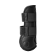 Schwarze Beinorthese für Haustiere mit verstellbaren Riemen, entworfen für Unterstützung und Schutz.